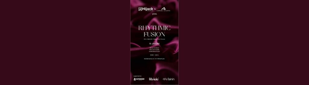Flyer fÃ¼r: Hijack art & music space - pres. RHYTHMIC FUSION House Party w/ DJ Nici & friends