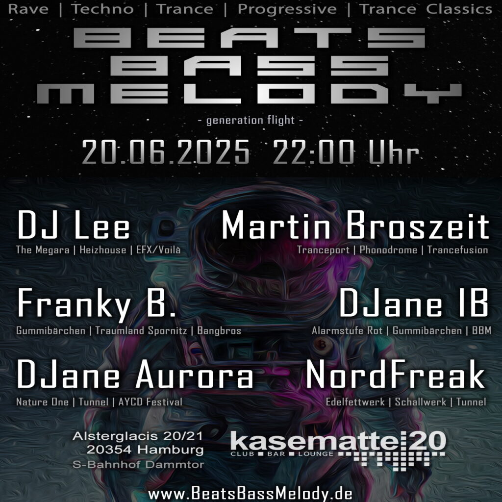 Flyer für: Kassematte 20 - Beats, Bass & Melody Flyer für: Kassematte 20 - Beats, Bass & Melody