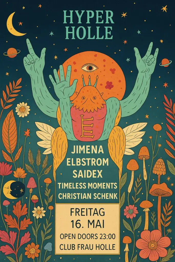 Flyer fÃ¼r: Frau Holle - Hyper Holle w/ JIMENA, ELBSTRÕM, SAIDEX, TIMELESS MOMENTS, CHRISTIAN SCHENK
