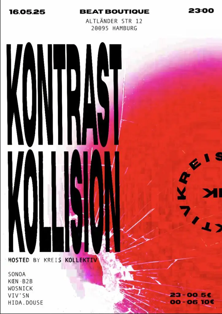 Flyer für: Beat Boutique - Kontrast Kollision hosted by Kreis Kollektiv Flyer für: Beat Boutique - Kontrast Kollision hosted by Kreis Kollektiv