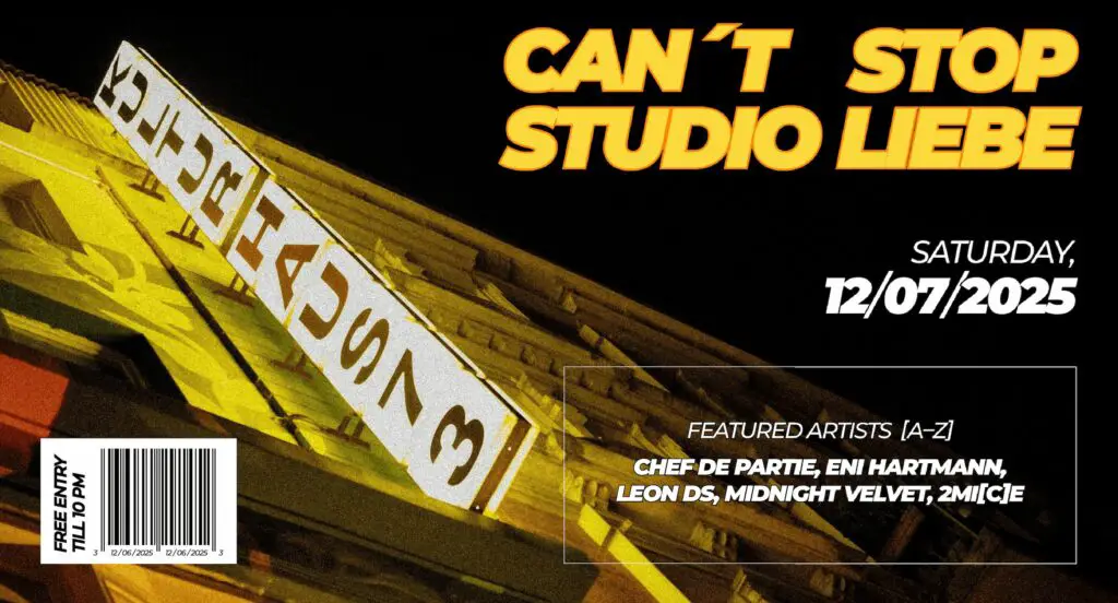 Flyer fÃ¼r: Haus 73 - Can't Stop x Studio Liebe No. 3 w/ Chef de Partie, Eni Hartmann, Leon DS, Midnight Velvet, 2MI[C]E