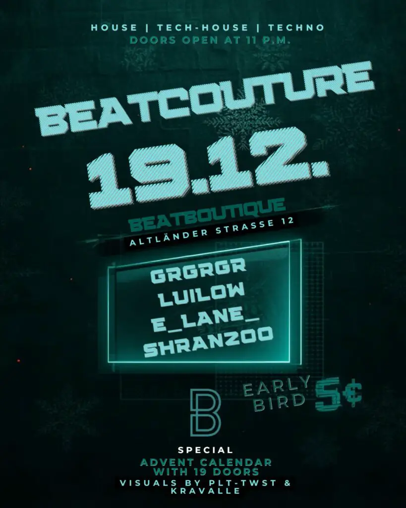 Flyer für: Beat Boutique - BEAT COUTURE Flyer für: Beat Boutique - BEAT COUTURE