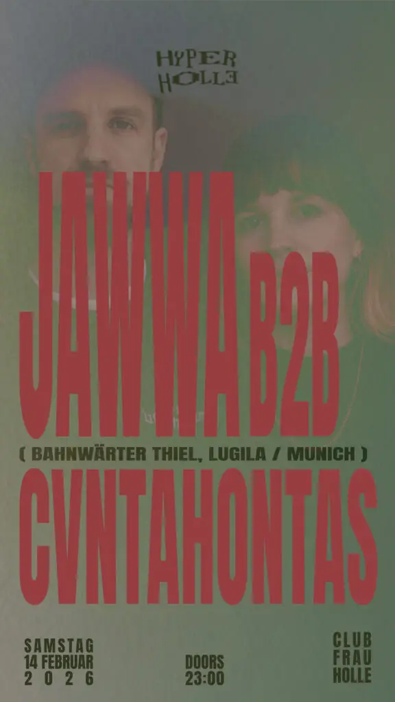 Flyer für: Frau Holle - HYPER HOLLE w/ JAWWA B2B CVNTAHONTAS (Bahnwärter Thiel, Lugila / Munich) Flyer für: Frau Holle - HYPER HOLLE w/ JAWWA B2B CVNTAHONTAS (Bahnwärter Thiel, Lugila / Munich)
