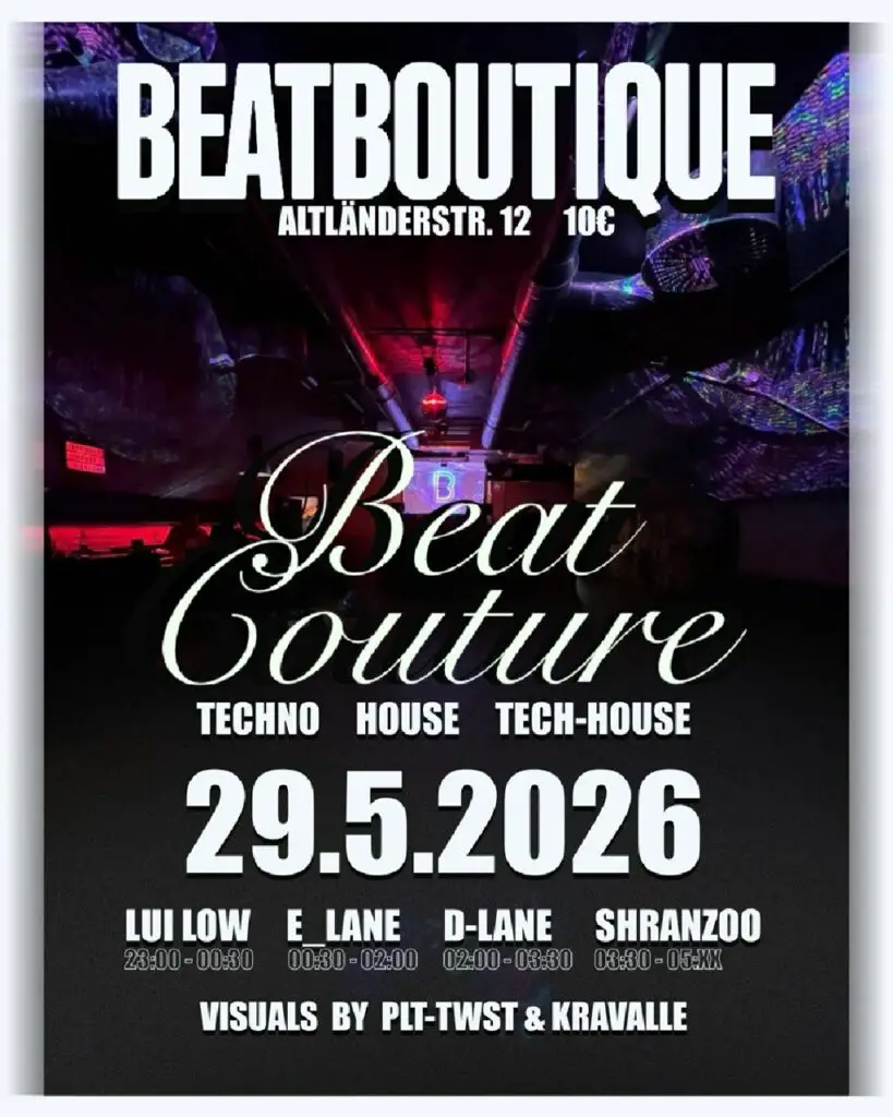 Flyer für: Beat Boutique - BEAT COUTURE Flyer für: Beat Boutique - BEAT COUTURE
