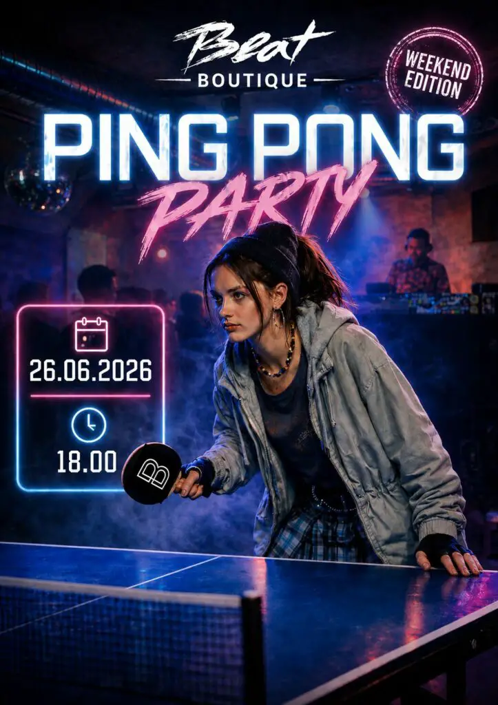 Flyer für: Beat Boutique - PING PONG PARTY - Weekend Edition Flyer für: Beat Boutique - PING PONG PARTY - Weekend Edition